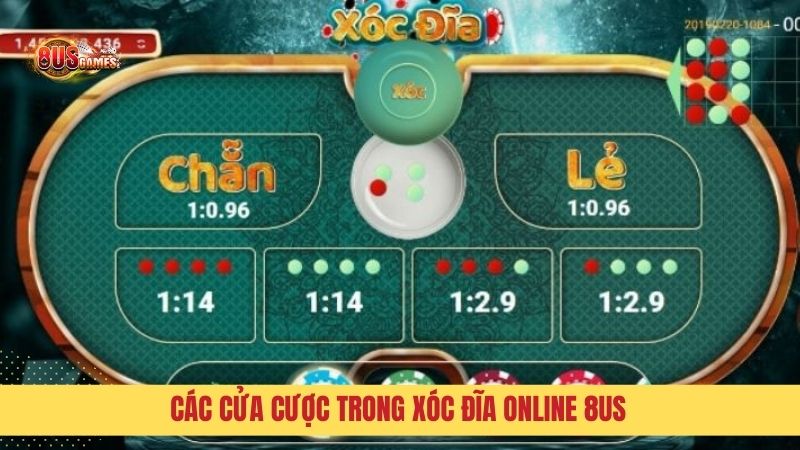 Các cửa cược cơ bản khi chơi Xóc đĩa đổi thưởng